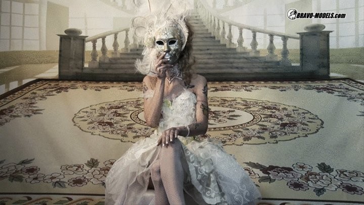 370 Adelle Unicorn White Venice mask carneval cosplay shooting - BRAVO MODELS MEDIA | Clips4sale